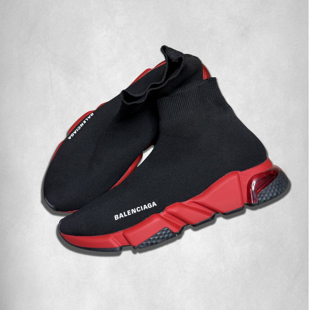 Balenciaga Speed Trainer Clear Sole Black Red